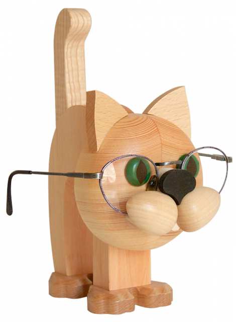Brillenhalter Katze, natur - Erzgebirgspräsente
