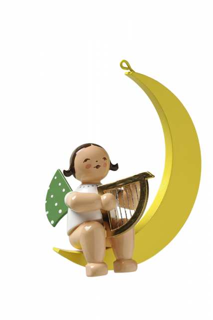 Engel mit Harfe im Mond zum hängen Wendt & Kühn